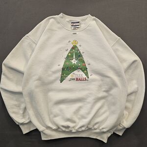 Vintage 90s Star Trek "Trek The Halls" Starfleet Delta Christmas Tree Sweatshirt